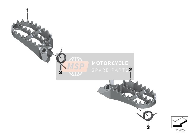 BMW F 850 GS (0B09, 0B19) 2019 Poggiapiedi Enduro largo ant. per un 2019 BMW F 850 GS (0B09, 0B19)