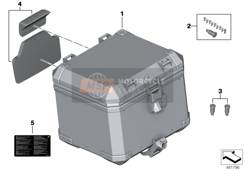 77431539595, Aluminium Topcase, BMW, 1