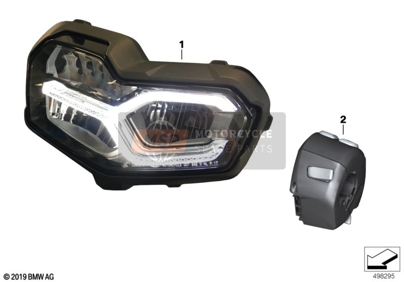 LED headlamp with daytime riding light