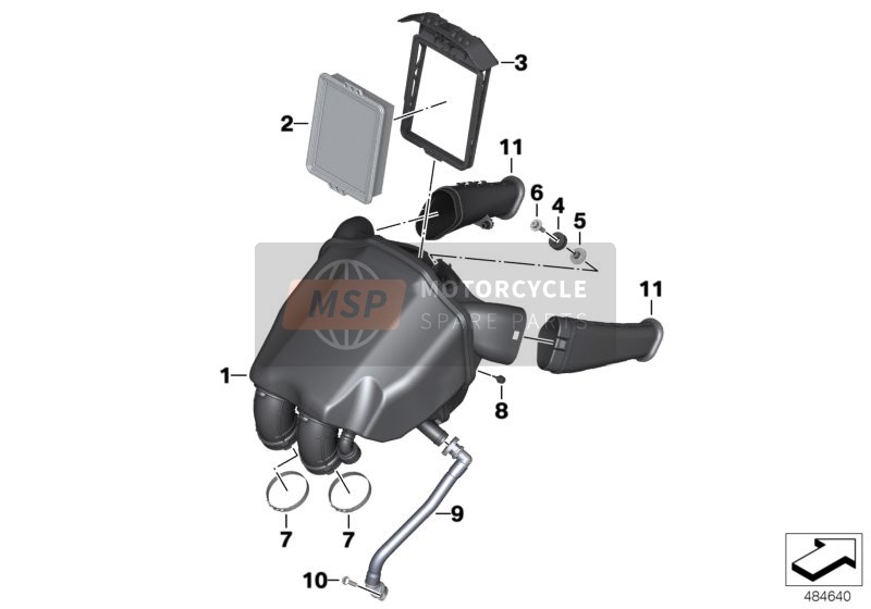 BMW F 850 GS (0B09, 0B19) 2019 Ansaugschalldämpfer für ein 2019 BMW F 850 GS (0B09, 0B19)