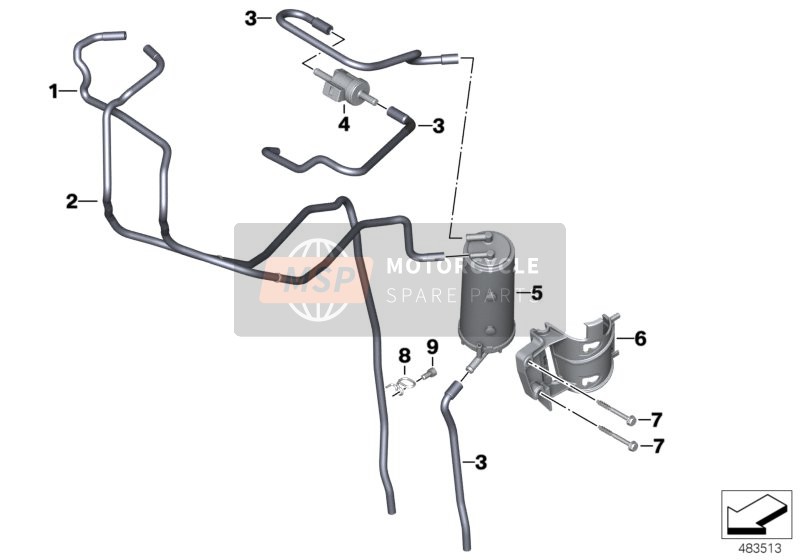 BMW F 850 GS (0B09, 0B19) 2019 Filtro de Carbon act./ventilac.combustib para un 2019 BMW F 850 GS (0B09, 0B19)