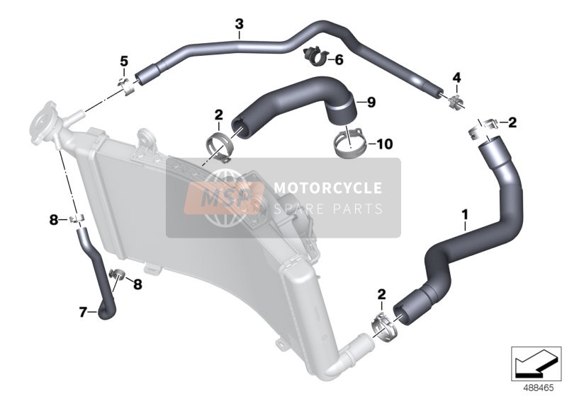 BMW F 850 GS (0B09, 0B19) 2017 Koelvloeistofleidingen voor een 2017 BMW F 850 GS (0B09, 0B19)