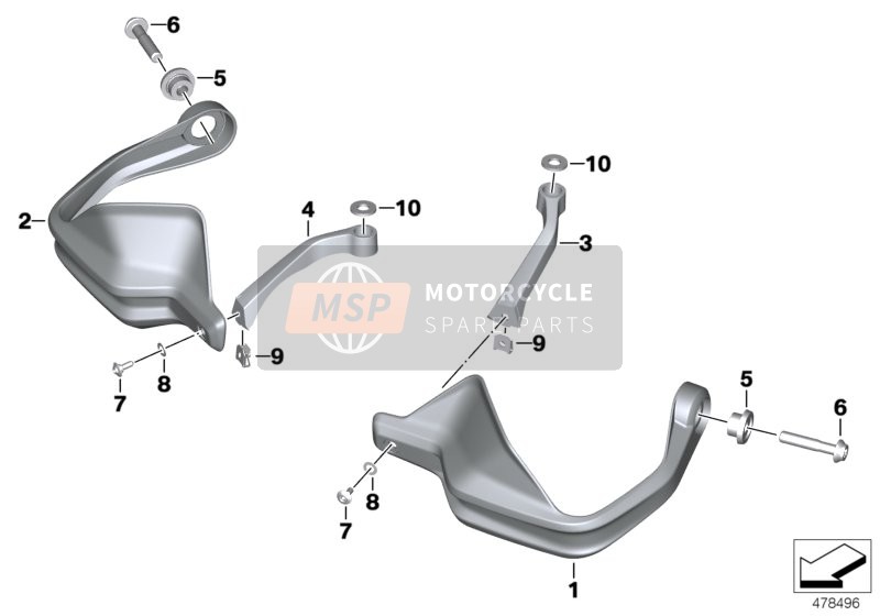 32718393822, Bracket, Hand Protector Right, BMW, 1