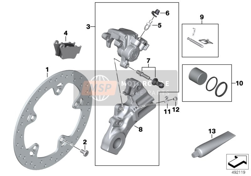 BMW F 850 GS (0B09, 0B19) 2017 Hinterradbremse für ein 2017 BMW F 850 GS (0B09, 0B19)