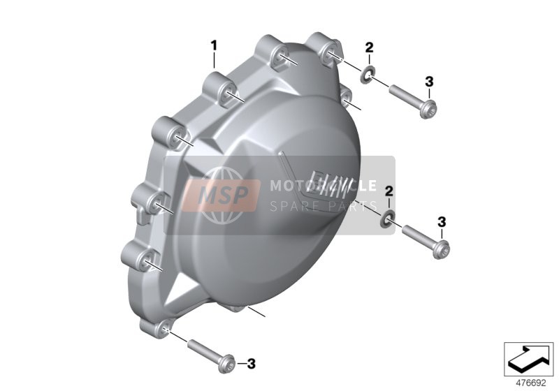 BMW F 850 GS Adve. (0K01, 0K03) 2018 ENGINE HOUSING COVER, RIGHT for a 2018 BMW F 850 GS Adve. (0K01, 0K03)