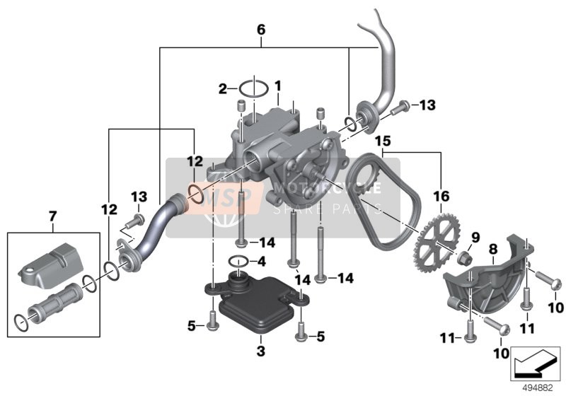 BMW F 850 GS Adve. (0K01, 0K03) 2019 Oil pump with filter screen and drive for a 2019 BMW F 850 GS Adve. (0K01, 0K03)