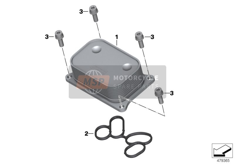BMW F 850 GS Adve. (0K01, 0K03) 2019 Oil cooler with supply and return lines for a 2019 BMW F 850 GS Adve. (0K01, 0K03)
