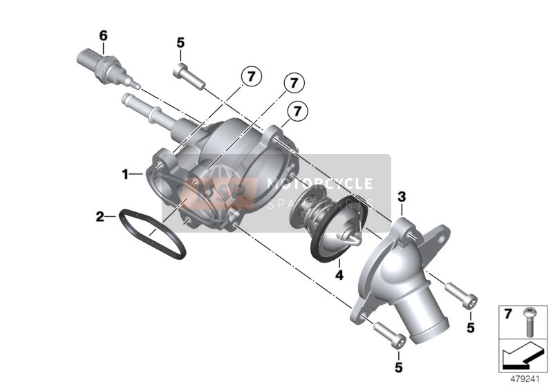 BMW F 850 GS Adve. (0K01, 0K03) 2018 THERMOSTAT AND COOLANT LINES for a 2018 BMW F 850 GS Adve. (0K01, 0K03)