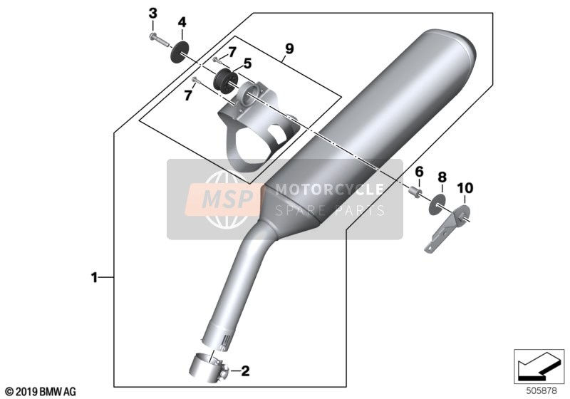 BMW F 850 GS Adve. (0K01, 0K03) 2018 Exhaust System Parts with Mounts 2 for a 2018 BMW F 850 GS Adve. (0K01, 0K03)