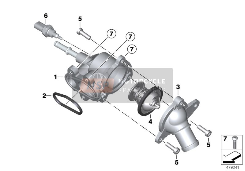 BMW F 900 R (0K11, 0K13) 2019 Termostato e tubazione refrigerante per un 2019 BMW F 900 R (0K11, 0K13)