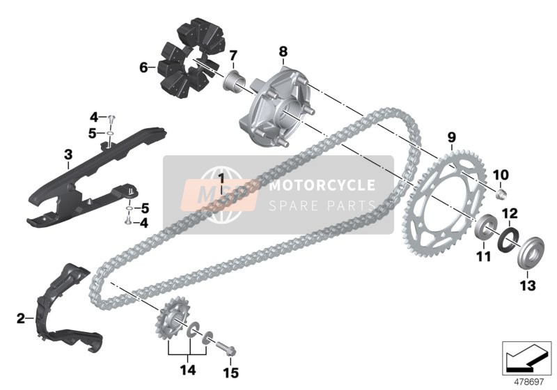 BMW F 900 R (0K11, 0K13) 2019 Trasmissione a cadena per un 2019 BMW F 900 R (0K11, 0K13)