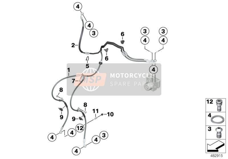 BMW F 900 XR A2 (0K41) 2019 Remleidingen voor voor een 2019 BMW F 900 XR A2 (0K41)