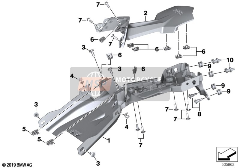 BMW F 900 XR A2 (0K41) 2018 Wieldeksel achter voor een 2018 BMW F 900 XR A2 (0K41)