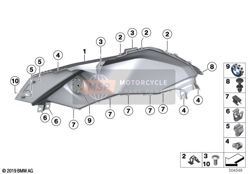 BMW F 900 XR A2 (0K41) 2019 Flanc de énage avant pour un 2019 BMW F 900 XR A2 (0K41)