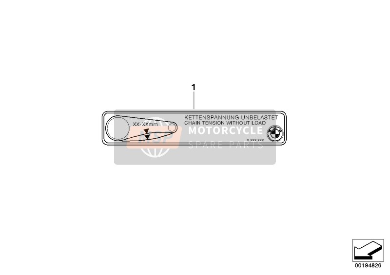 BMW G 310 GS (0G02, 0G12) 2017 Notice label, chain tension for a 2017 BMW G 310 GS (0G02, 0G12)