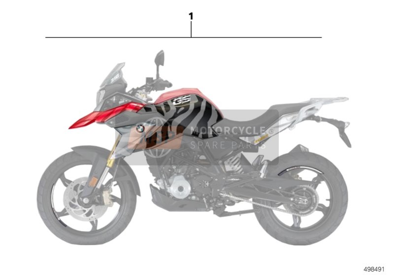 BMW G 310 GS (0G02, 0G12) 2017 Decal kit 1 for a 2017 BMW G 310 GS (0G02, 0G12)