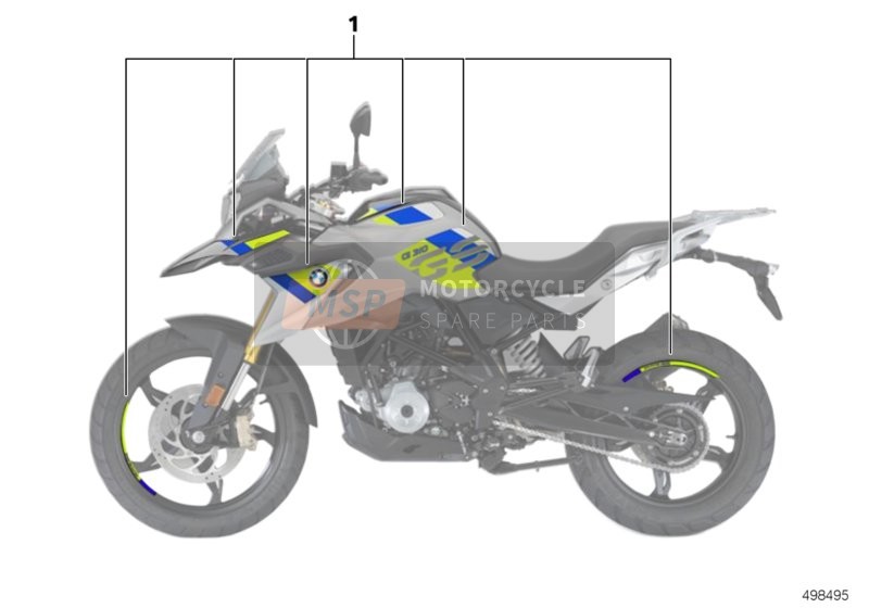 BMW G 310 GS (0G02, 0G12) 2017 Kit de calcomanías 2 para un 2017 BMW G 310 GS (0G02, 0G12)