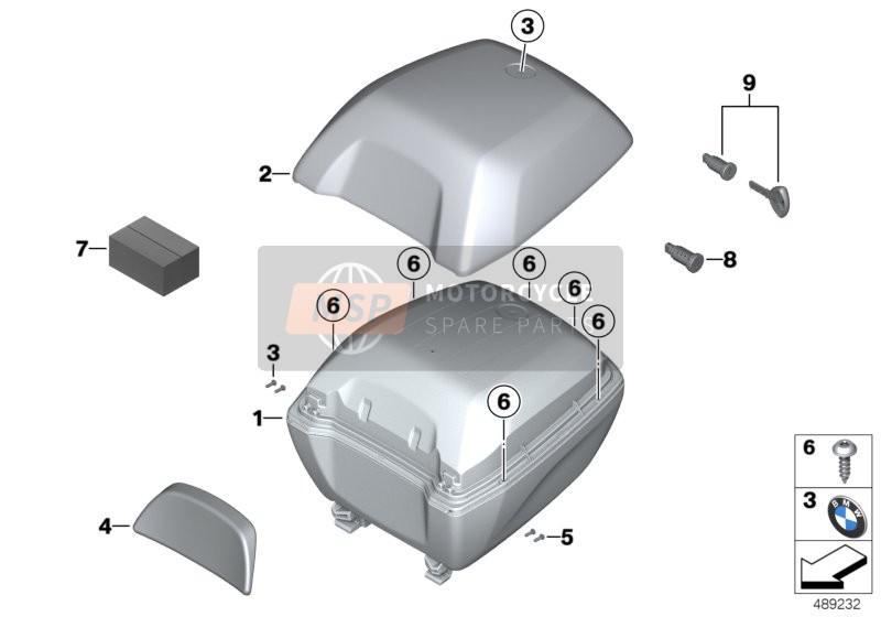 77448414337, Carcasa Exterior Tapa De La Topcase, BMW, 0