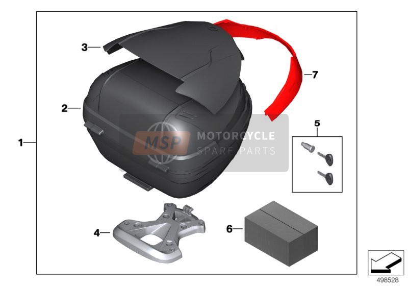 BMW G 310 GS (0G02, 0G12) 2019 TOPCASE LIGHT 29L WITH ADAPTER PLATE for a 2019 BMW G 310 GS (0G02, 0G12)