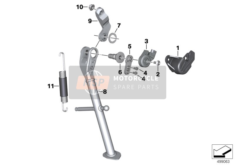 BMW G 310 GS (0G02, 0G12) 2016 Béquille latérale opération technique pour un 2016 BMW G 310 GS (0G02, 0G12)