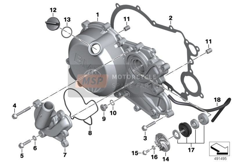 BMW G 310 R (0G01, 0G11) 2019 Motorcarterdeksesl rechts voor een 2019 BMW G 310 R (0G01, 0G11)