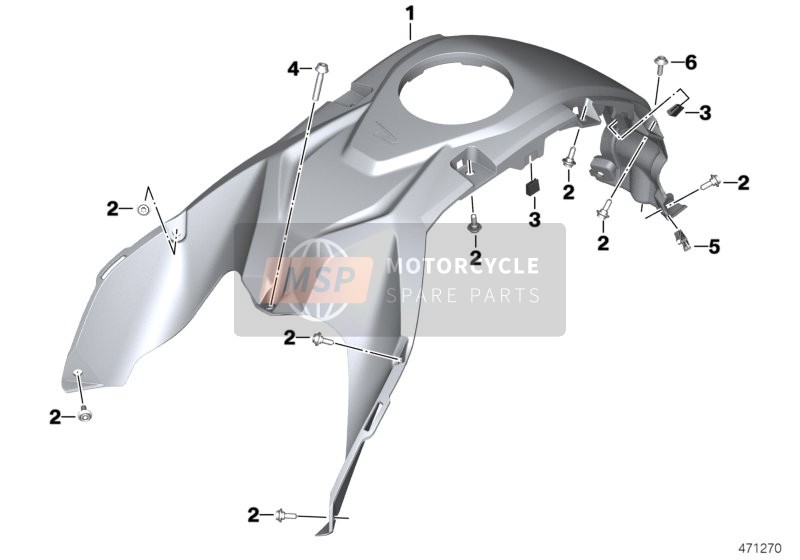 BMW G 310 R (0G01, 0G11) 2019 Tank cover, centraal voor een 2019 BMW G 310 R (0G01, 0G11)