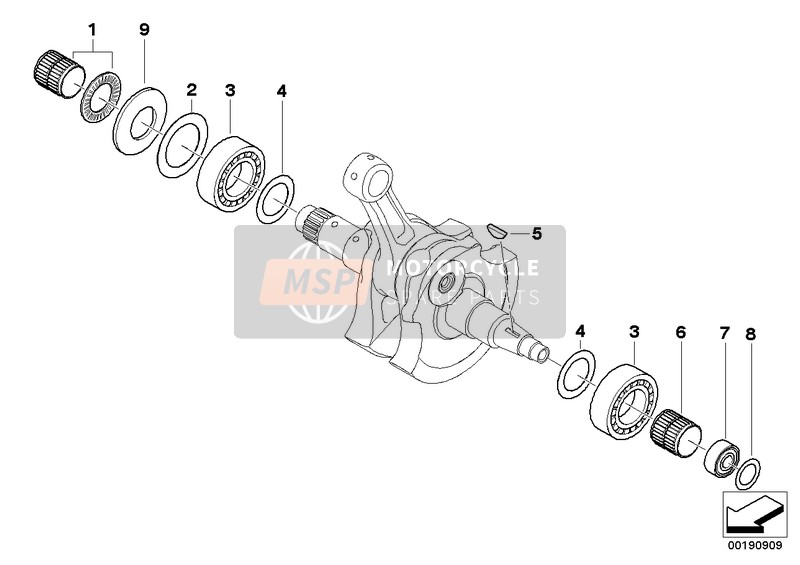 BMW G 450 X (0145) 2007 Cojinete de montaje del cigüeñal para un 2007 BMW G 450 X (0145)