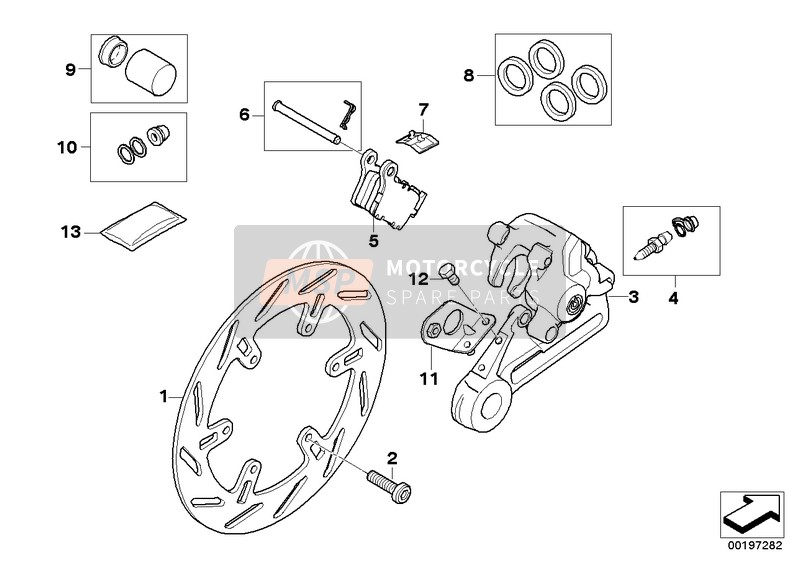 BMW G 450 X (0145) 2008 Freno de la rueda trasera para un 2008 BMW G 450 X (0145)