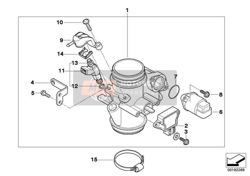 BMW G 650 GS 11 (0188,0189) 2014 Tubo de la válvula de estrangulación para un 2014 BMW G 650 GS 11 (0188,0189)