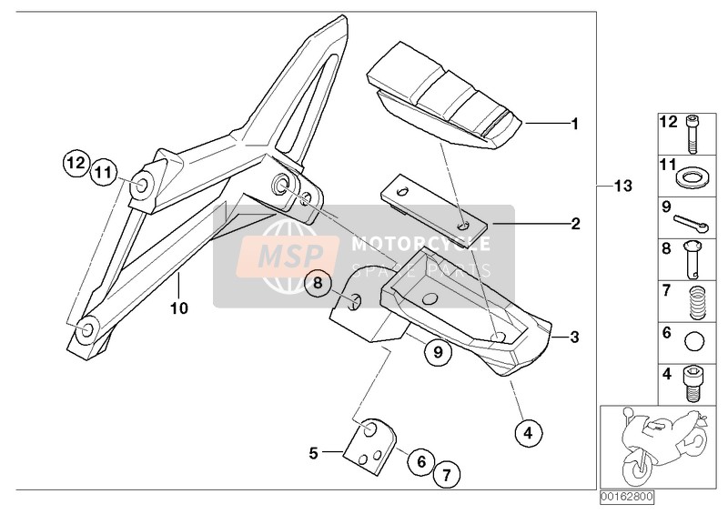 BMW G 650 Xcountry 07 (0164,0194) 2006 Achtervoetsteun, Achtervoetsteun voor een 2006 BMW G 650 Xcountry 07 (0164,0194)