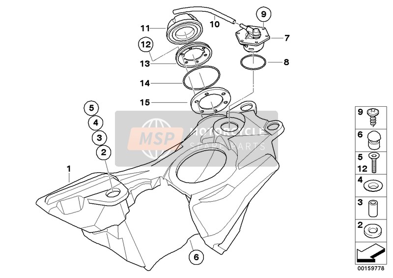BMW G 650 Xcountry 07 (0164,0194) 2006 FUEL TANK/MOUNTING PARTS for a 2006 BMW G 650 Xcountry 07 (0164,0194)