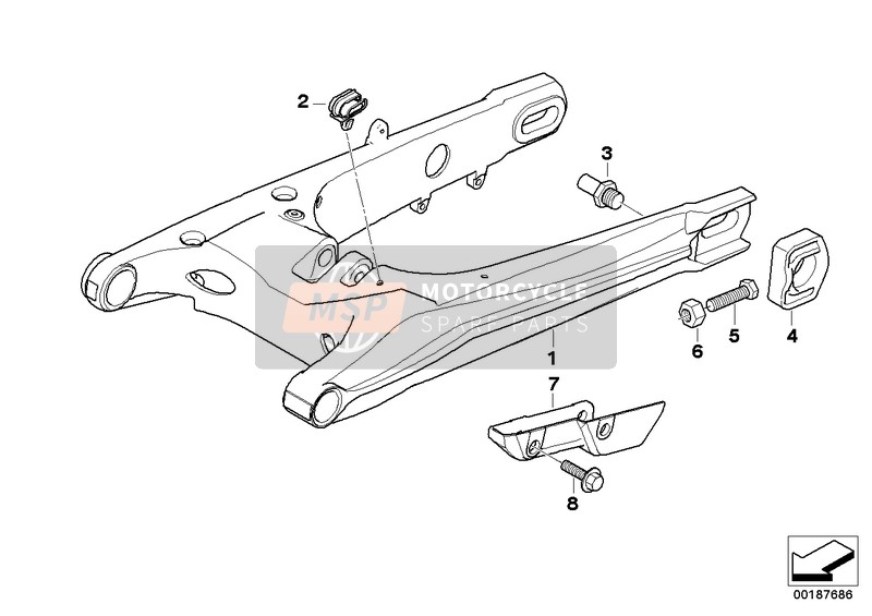 BMW G 650 Xcountry 07 (0164,0194) 2007 Bras oscillant pour un 2007 BMW G 650 Xcountry 07 (0164,0194)