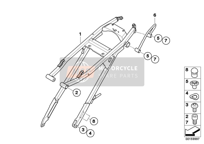 BMW G 650 Xcountry 07 (0164,0194) 2007 Telaio posteriore per un 2007 BMW G 650 Xcountry 07 (0164,0194)