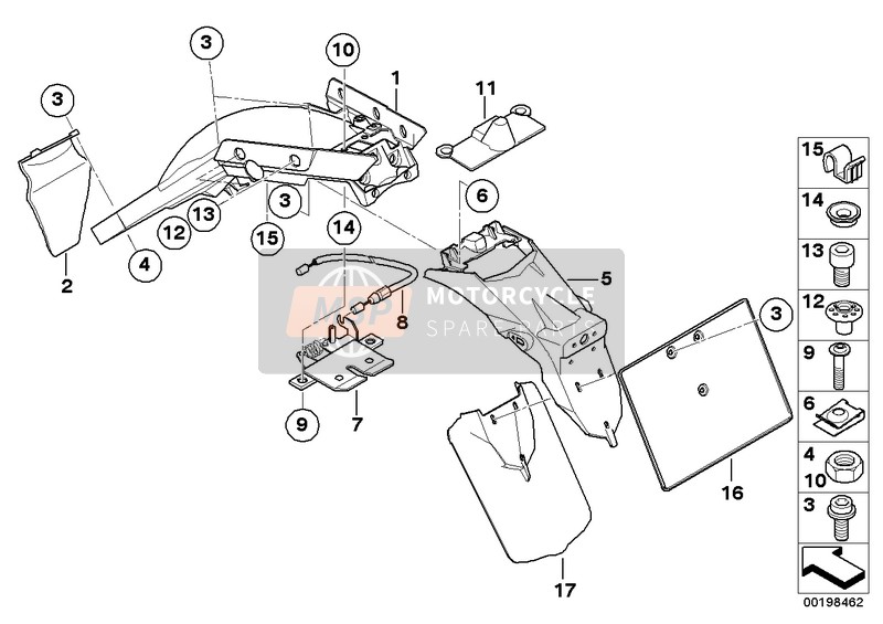 BMW G 650 Xcountry 07 (0164,0194) 2006 Couvercle de roue arrière, support de plaque d'immatriculation pour un 2006 BMW G 650 Xcountry 07 (0164,0194)