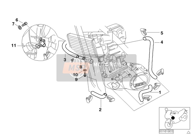 BMW G 650 Xcountry 08 (0141,0151) 2009 Tubi flessibili radiatore/sens. temper. per un 2009 BMW G 650 Xcountry 08 (0141,0151)