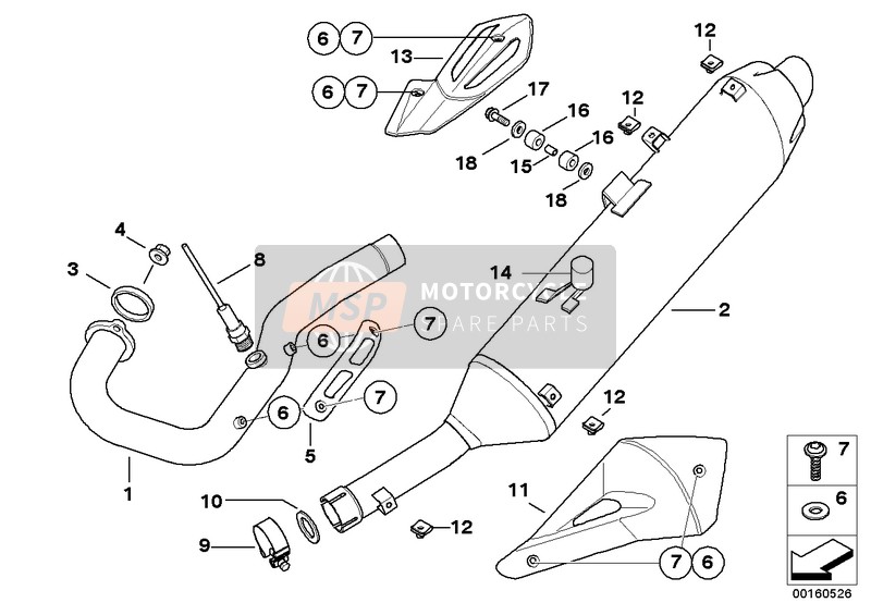 BMW G 650 Xmoto (0167,0197) 2007 Exhaust System Parts with Mounts for a 2007 BMW G 650 Xmoto (0167,0197)