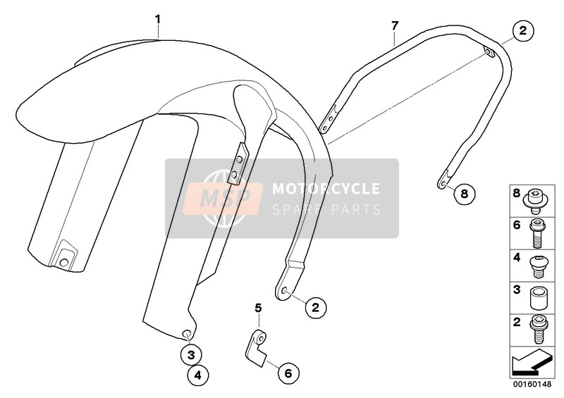 BMW G 650 Xmoto (0167,0197) 2007 FRONT LOW MUDGUARD MOUNTING for a 2007 BMW G 650 Xmoto (0167,0197)