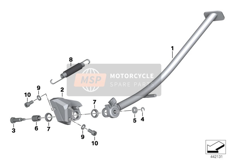 BMW HP 2 Megamoto (0310,0320) 2006 Cavalletto laterale per un 2006 BMW HP 2 Megamoto (0310,0320)