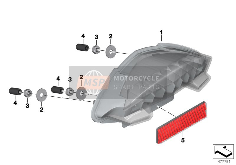 BMW HP 2 Sport (0458, 0468) 2009 Feu arrière à LED pour un 2009 BMW HP 2 Sport (0458, 0468)