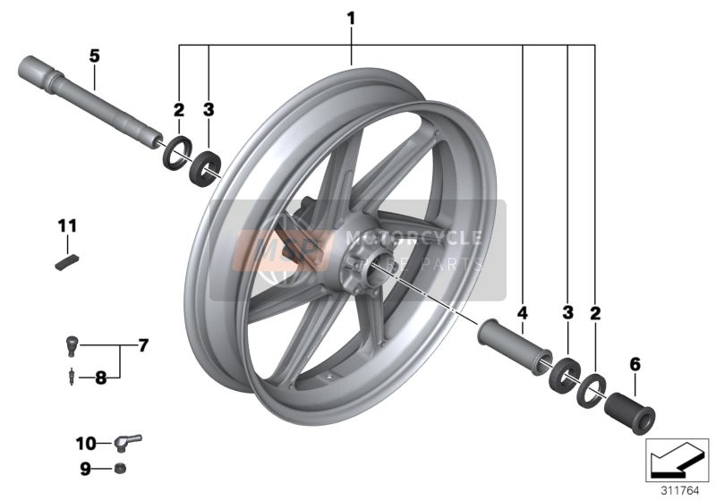 BMW HP 4 (0D01, 0D11) 2012 Roue forgée avant 1 pour un 2012 BMW HP 4 (0D01, 0D11)