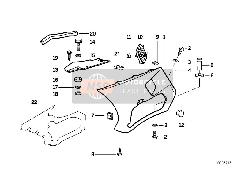 BMW K 1100 LT (0526, 0536) 1993 Carenage laterale pour un 1993 BMW K 1100 LT (0526, 0536)