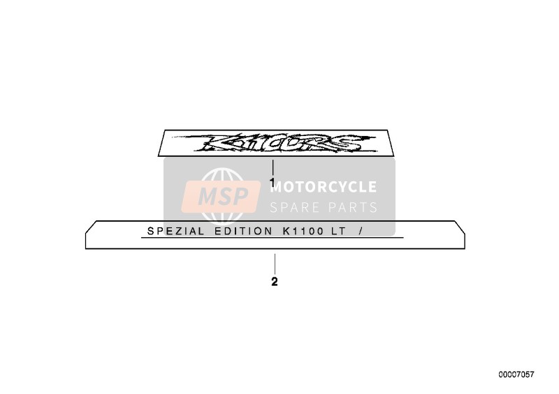 BMW K 1100 LT (0526, 0536) 1992 Autocollant 2 pour un 1992 BMW K 1100 LT (0526, 0536)