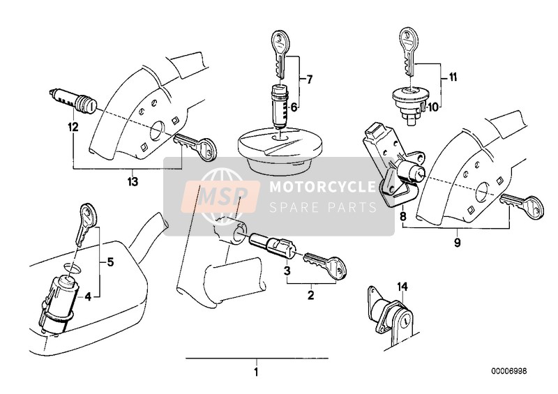 BMW K 1100 LT (0526, 0536) 1992 SET OF LOCKS 1 for a 1992 BMW K 1100 LT (0526, 0536)