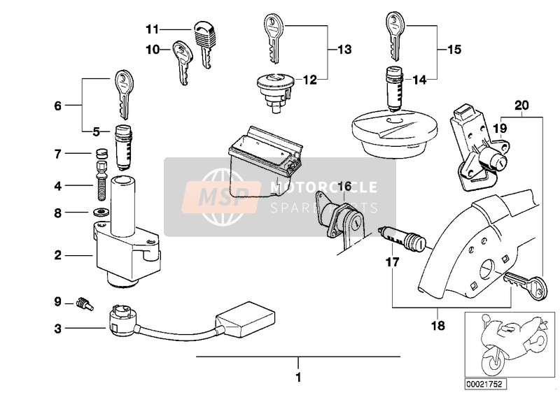 BMW K 1100 LT (0526, 0536) 1991 LOCKS for a 1991 BMW K 1100 LT (0526, 0536)