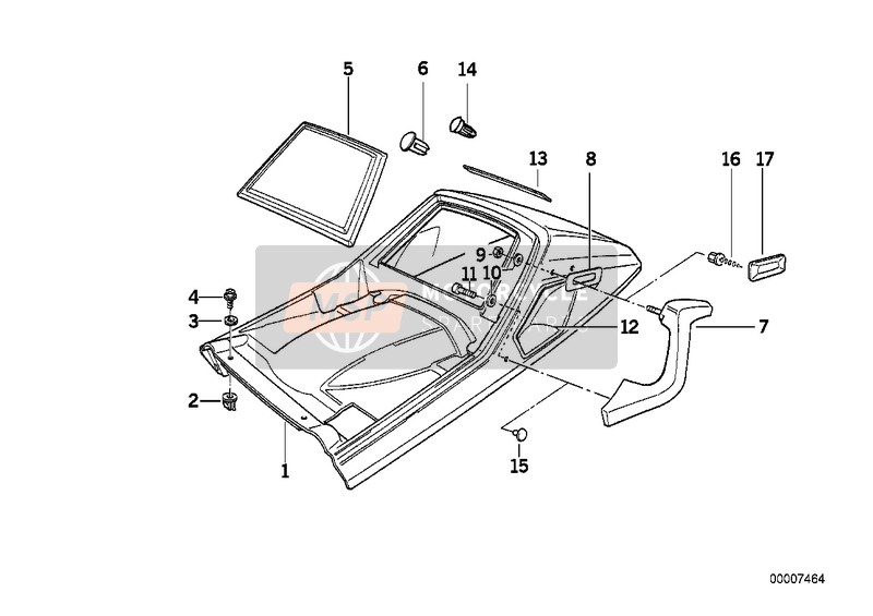 BMW K 1100 LT (0526, 0536) 1991 Piece arriere superieure 2 pour un 1991 BMW K 1100 LT (0526, 0536)