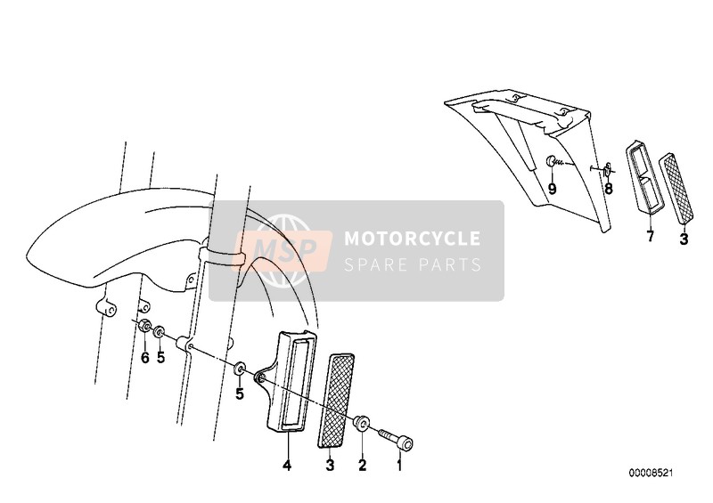 BMW K 1100 LT (0526, 0536) 1991 Reflectores para un 1991 BMW K 1100 LT (0526, 0536)