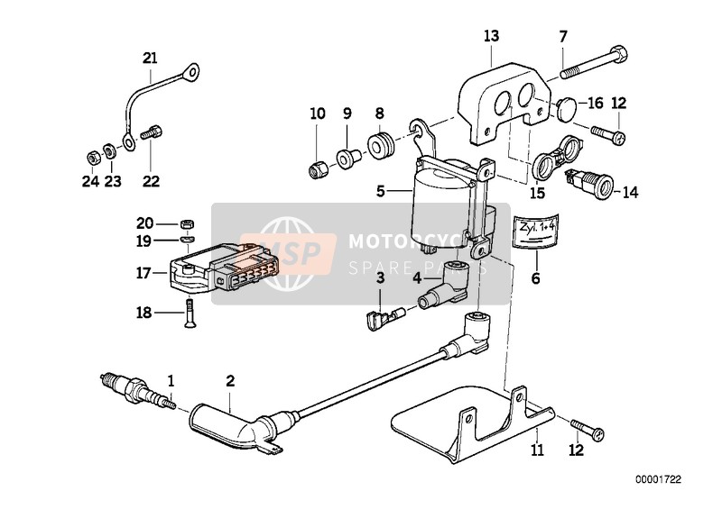 BMW K 1100 LT (0526, 0536) 1998 Sistema di accensione per un 1998 BMW K 1100 LT (0526, 0536)