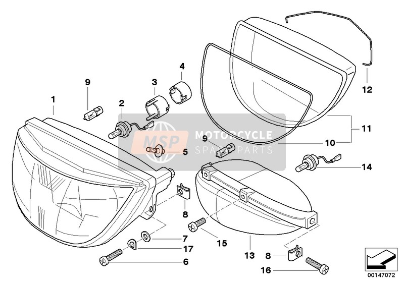 BMW K 1200 GT 01 (0548,0558) 2004 Phare pour un 2004 BMW K 1200 GT 01 (0548,0558)