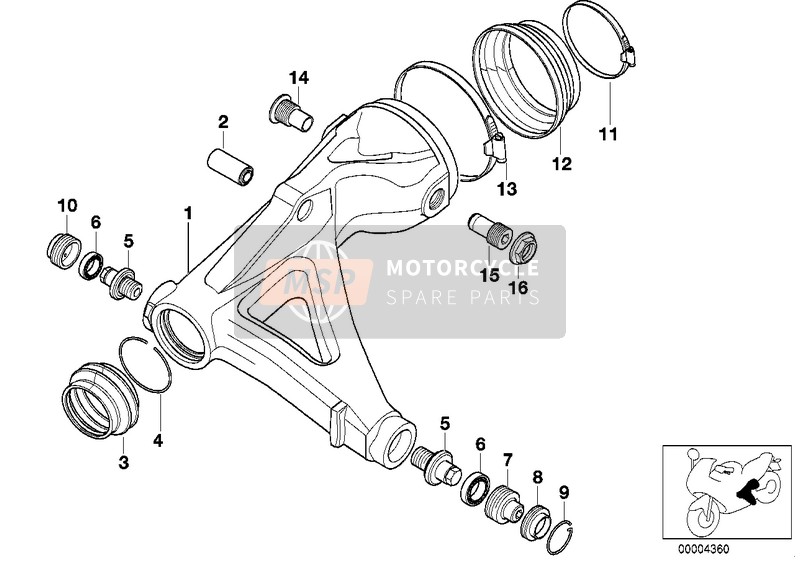 33172335107, Hinterradschwinge Silber, BMW, 0