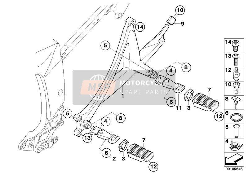 BMW K 1200 GT (0587,0597) 2008 Sist. poggiapiedi per un 2008 BMW K 1200 GT (0587,0597)